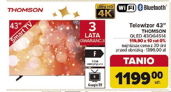 Telewizor led 43" 43qg4s14 Thomson promocja w Carrefour