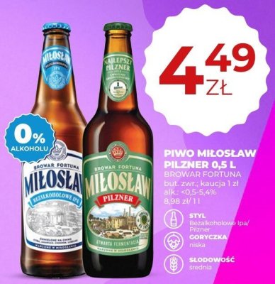 Piwo bezalkoholowe Miłosław Pilzner 0,5 l promocja w Duży Ben