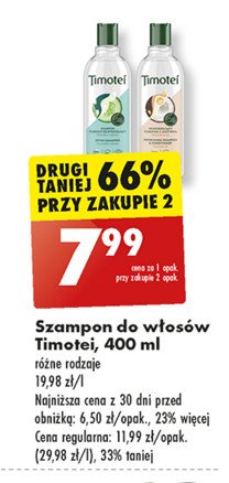 Szampon głęboko oczyszczający z ekstraktem z ogórka Timotei promocja w Biedronka