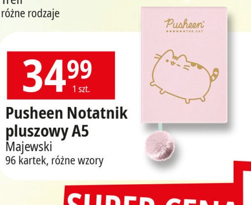 Notatnik pluszowy pusheen a5 96 kartek St. majewski promocja