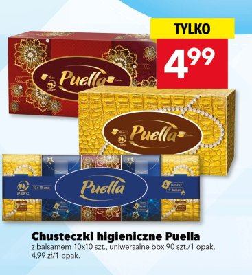 Chusteczki higieniczne Puella z balsamem, uniwersalne box promocja w LEWIATAN