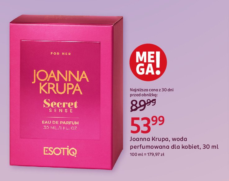 Woda perfumowana Joanna krupa secret sense promocja