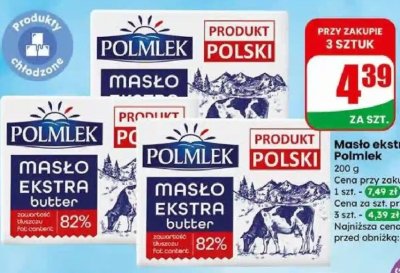 Masło ekstra 82% 200 g promocja w Dino