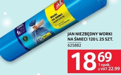 Worki na śmieci JAN NIEZBĘDNY WORKI NA ŚMIECI 120 L 25 SZT. promocja w Selgros