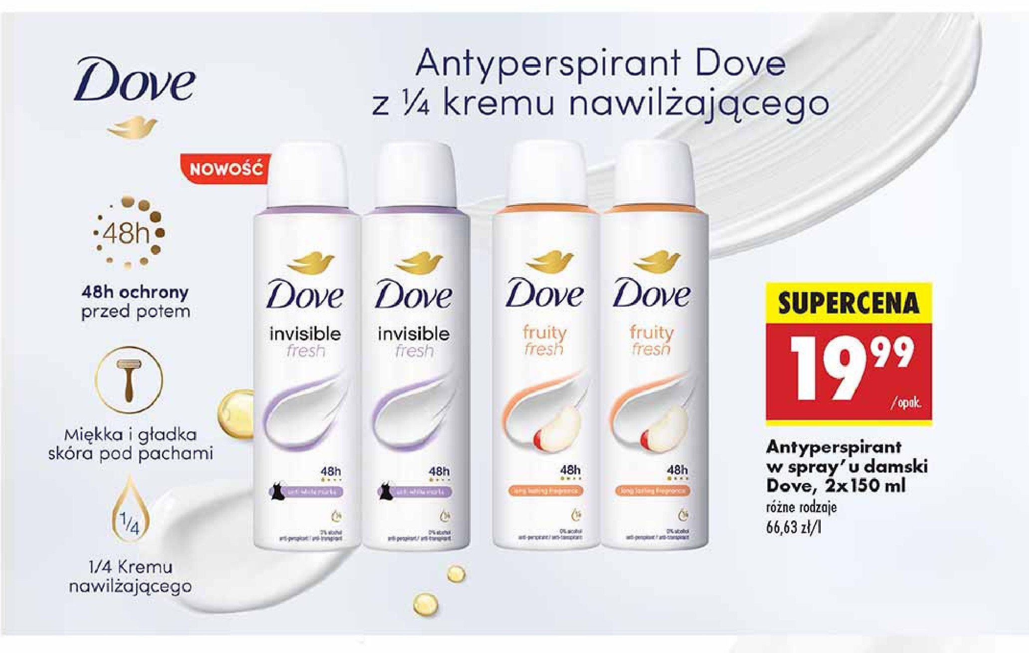 Dezodorant invisible fresh Dove promocja w Biedronka