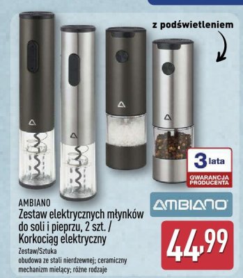 Zestaw elektrycznych młynków do soli i pieprzu, 2 szt.  promocja w Aldi