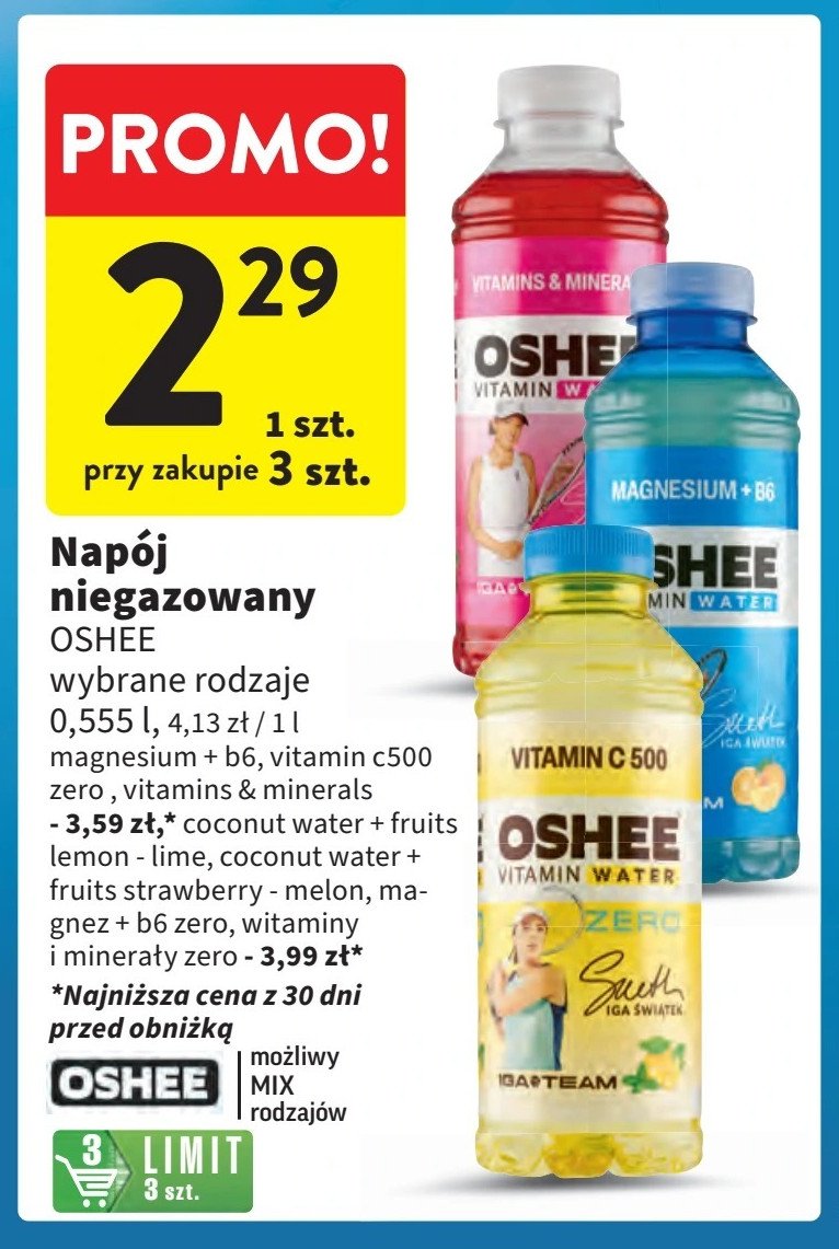 Napój magnez+b6 Oshee promocja w Intermarche