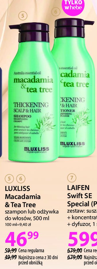 Odżywka do włosów macadamia & tea tree Luxliss promocja