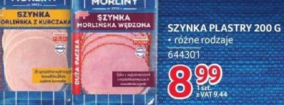 Szynka plastry Morliny 200 g promocja w Selgros