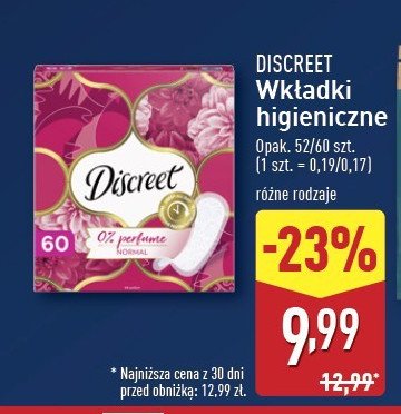 Wkładki normal Discreet promocja w Aldi