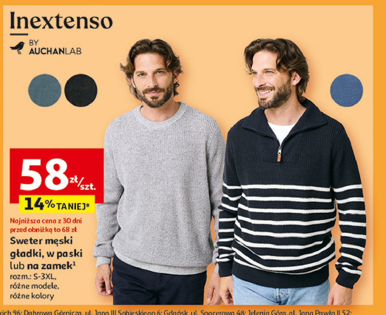 Sweter męski s-3xl Auchan inextenso promocja w Auchan