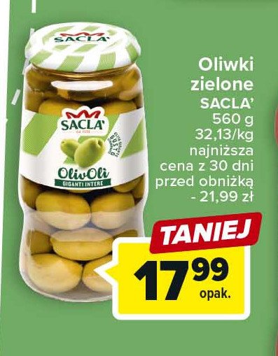 Du偶e oliwki zielone w solance Sacla promocja