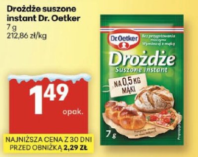 Drożdże suszone instant Dr. Oetker 7 g promocja w Delikatesy Centrum