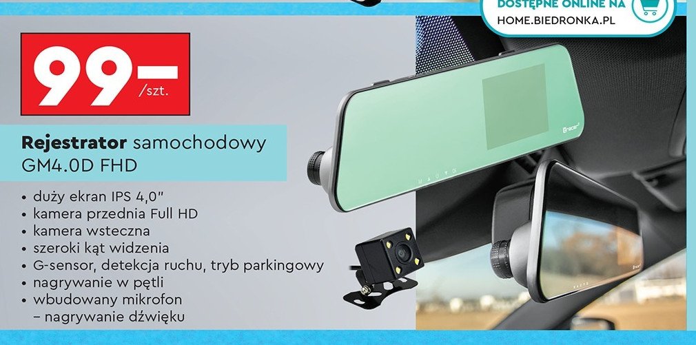 Rejestrator samochodowy gm4 Tracer promocja w Biedronka