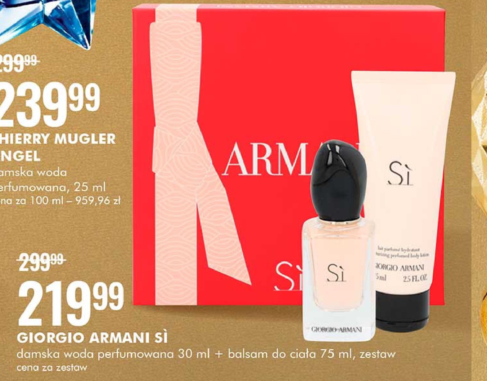 Zestaw w pudełku balsam do ciała 75 ml + woda perfumowana 30 ml Giorgio armani si promocja