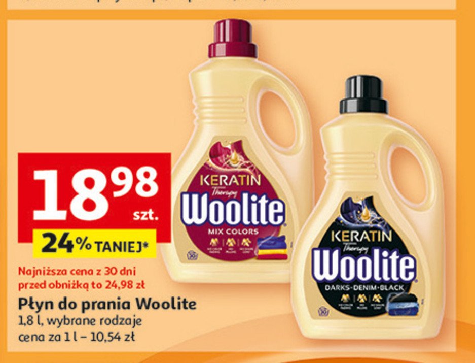 Płyn do prania mix colors Woolite keratin promocja w Auchan