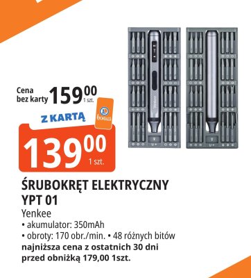 Śrubokręt elektryczny YPT 01 Yenkee promocja w Leclerc