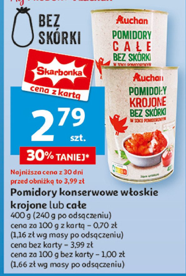 Pomidory całe w soku pomidorowym Auchan różnorodne (logo czerwone) promocja