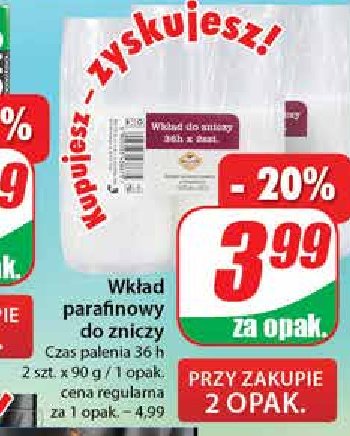Wk艂ad do zniczy 36h promocja