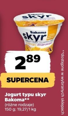 Jogurt typu skyr, różne rodzaje Bakoma promocja w Netto