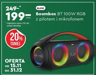 Boombox BT 100W RGB z pilotem i mikrofonem promocja w Biedronka