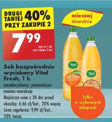 Sok pomarańcza-ananas-marakuja Vital fresh promocja