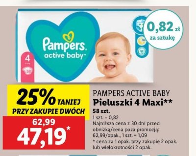 Pieluszki dla dzieci maxi 4 Pampers active baby promocja