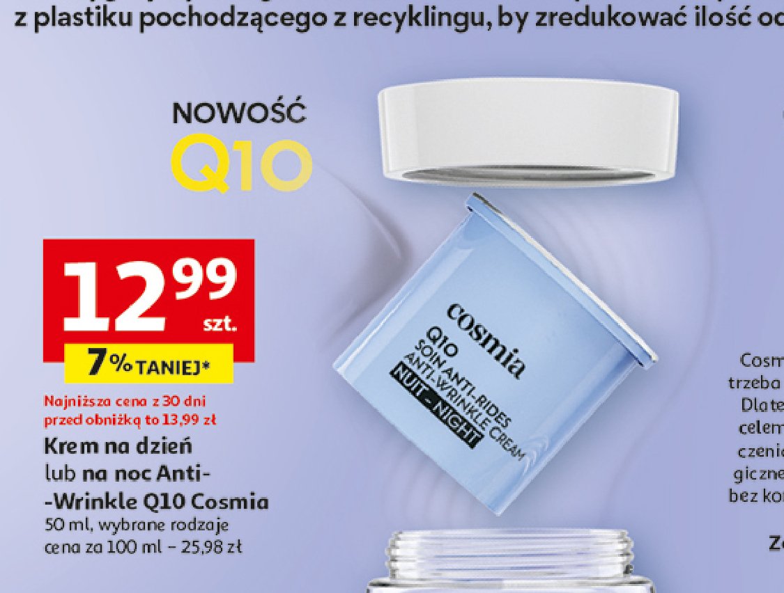 Krem q10 na dzień i na noc Cosmia promocja w Auchan