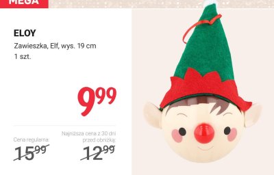 Zawieszka Elf, wys. 19 cm promocja w Rossmann