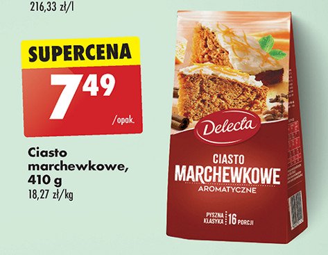 Ciasto marchewkowe Delecta promocja w Biedronka