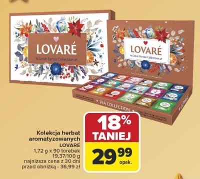 Kolekcja herbat aromatyzowanych 90 torebek LOVARÉ promocja w Carrefour