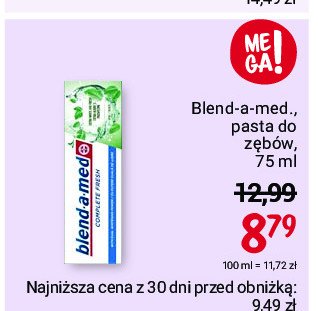 Pasta do z臋b贸w extra white & fresh Blend-a-med complete fresh promocja