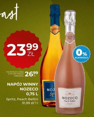 Napój winny NOZECO 0,75 L Spritz, Peach Bellini promocja w Duży Ben