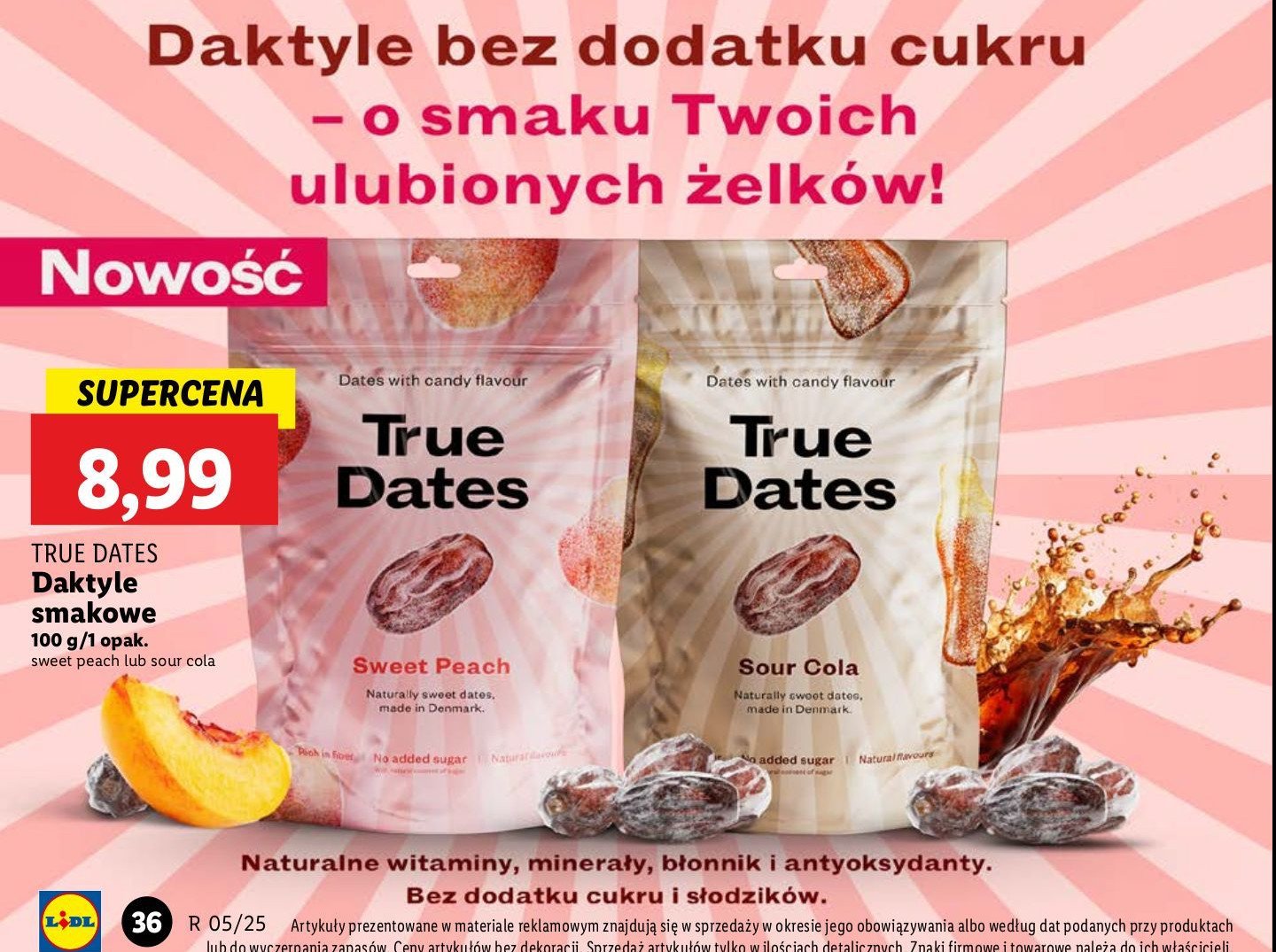 Daktyle sour cola True dates promocja w Lidl