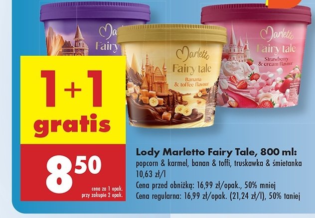 Lody banan i toffee Marletto fairy tale promocja w Biedronka
