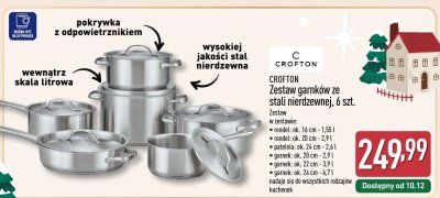 Zestaw garnków ze stali nierdzewnej 6 szt. promocja w Aldi