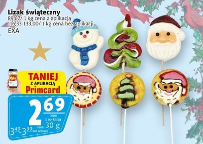 Lizak świąteczny EXA promocja w Prim Market