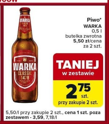 Piwo WARKA butelka zwrotna promocja w Carrefour Express