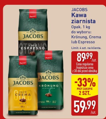JACOBS Kawa ziarnista Crema promocja w Aldi