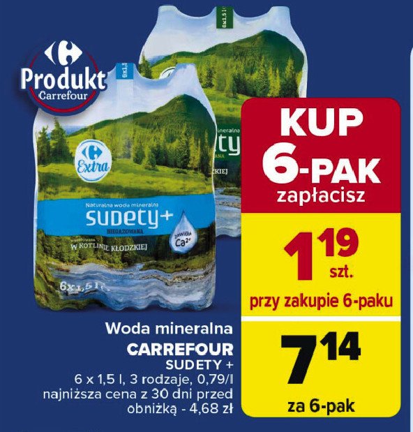 Woda naturalna lekko gazowana Carrefour sudety+ promocja