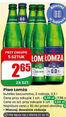 Piwo Łomża 0.0% promocja w Dino