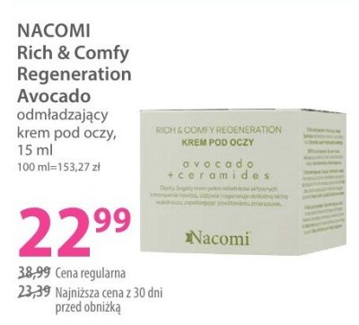 Krem NACOMI Rich & Comfy Regeneration Avocado odmładzający pod oczy promocja w Hebe