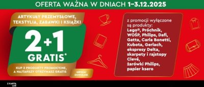 Artykuły przemysłowe, tekstylia, zabawki i książki 2+1 gratis promocja w Biedronka