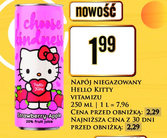Napój truskawka- jabłko HELLO KITTY promocja w Dino