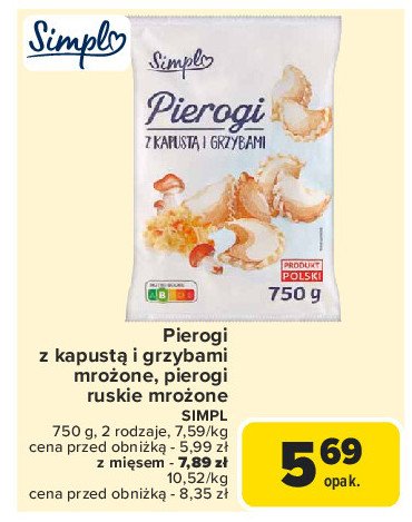 Pierogi ruskie Simpl promocja w Carrefour Market