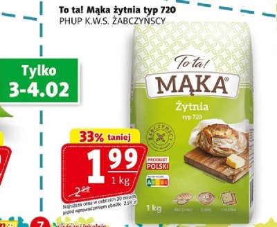 Mąka żytnia typ 720 To ta! promocja w Prim Market
