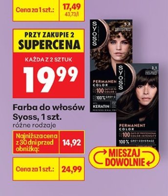 Farba do włosów, różne rodzaje Syoss promocja w Biedronka