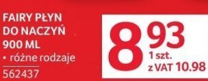 Płyn do naczyń Fairy różne rodzaje 900 ml promocja w Selgros
