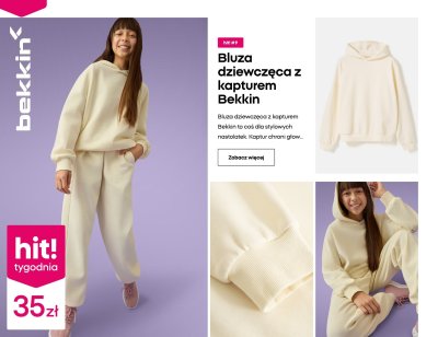 Bluza dziewczęca z kapturem Bekkin promocja w Pepco