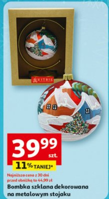 Bombka szklana dekorowana na metalowym stojaku promocja w Auchan